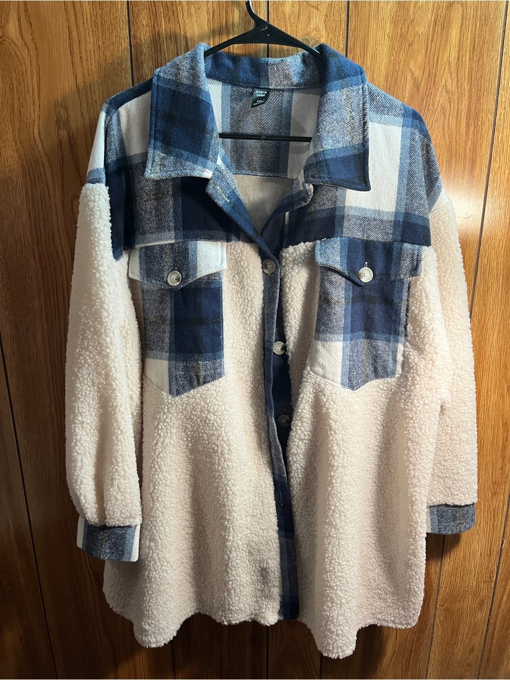 SHEIN Curve Sherpa and Plaid Button Down Jacket Size 2XL